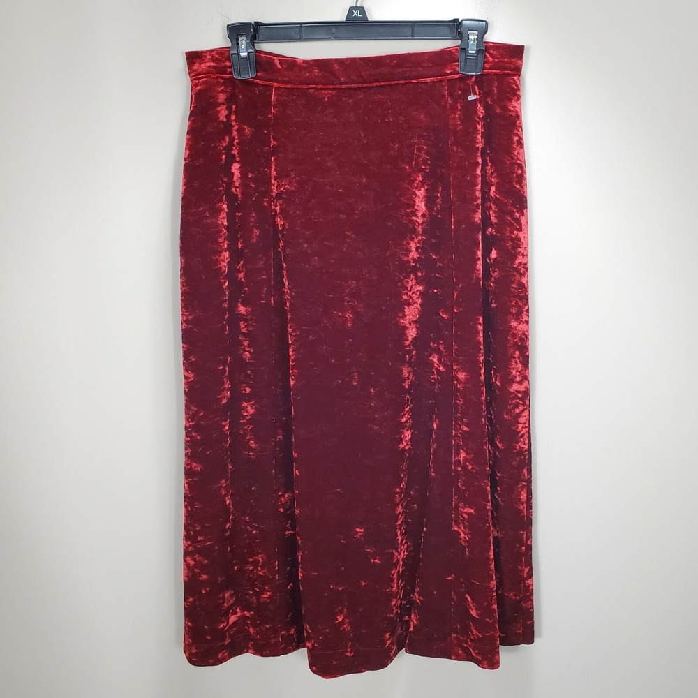 Preston & York red velvet a line skirt back zip midi sz 12